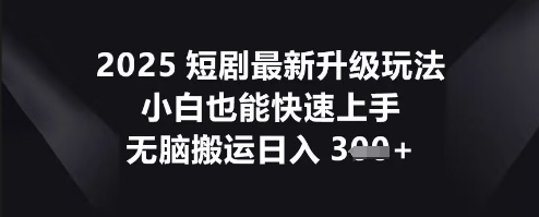 2025短剧最新升级玩法，小白也能快速上手，无脑搬运日入3张-亮剑学堂